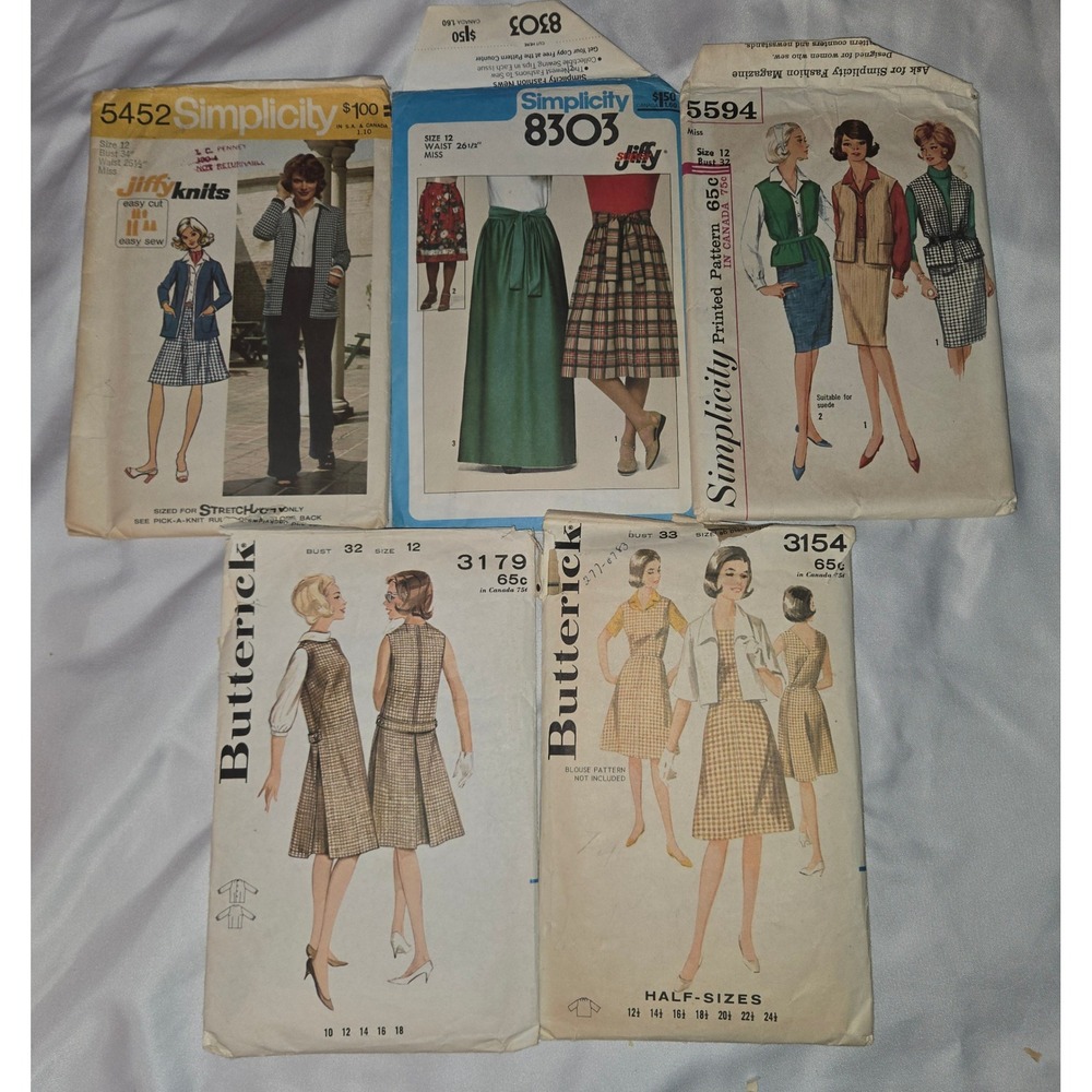 Vintage Women's Patterns Size 12 1970s Professional Business Skirt Dress Vest